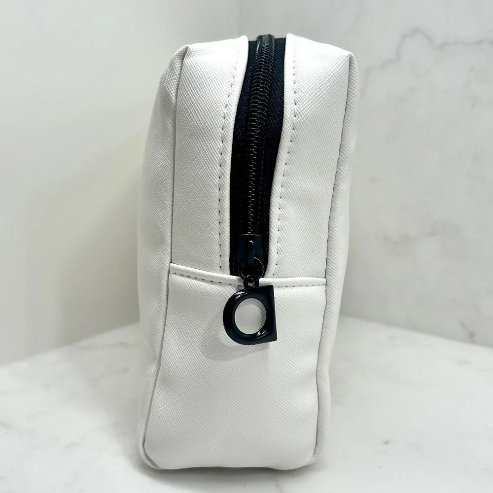 Dermstore Ivory & Black Lined Zip Top Cosmetic Bag - NWOT - Unused